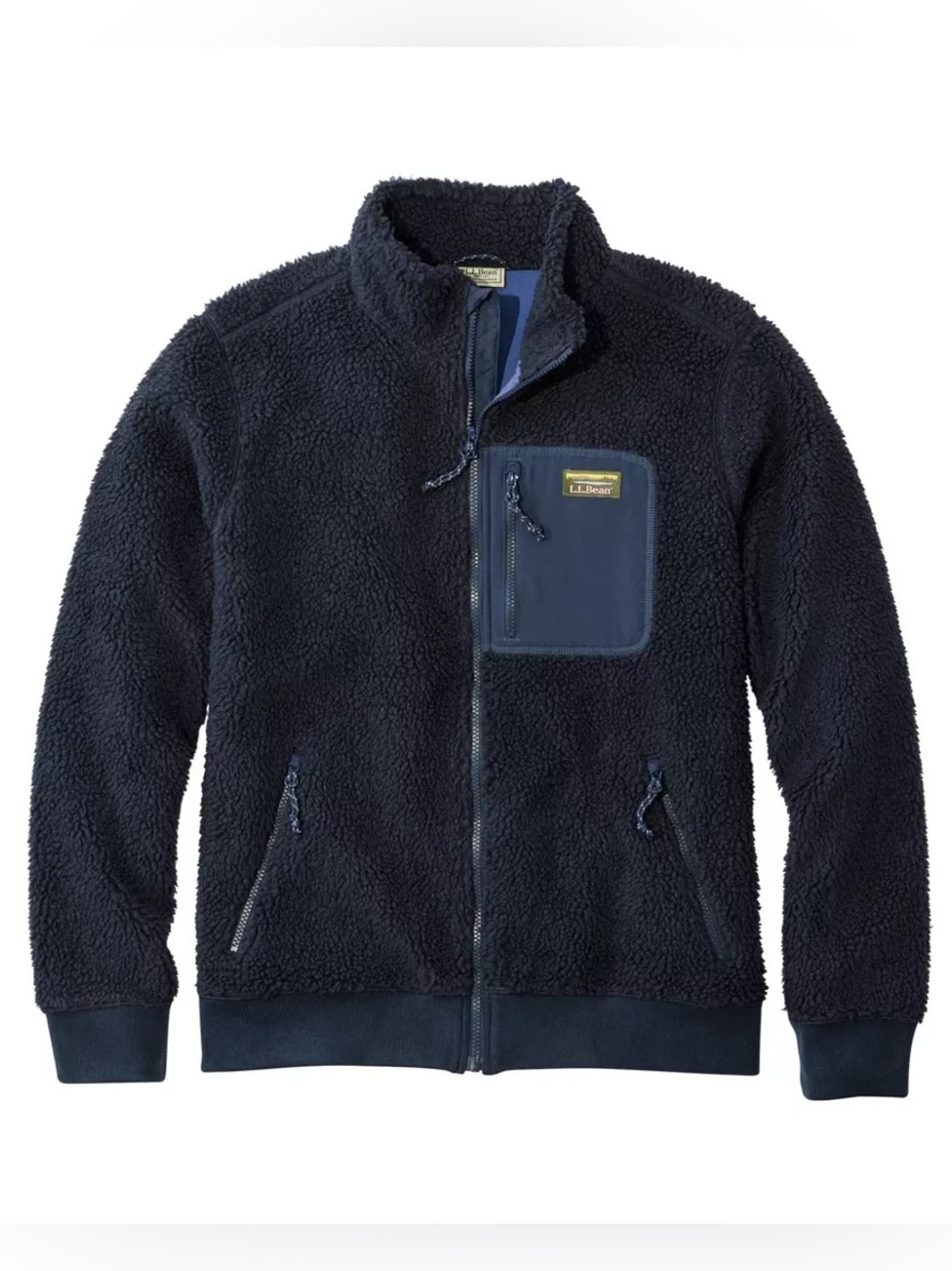 L.L Bean Men's Navy Blue Sherpa Fleece Full-Zip Jacket Size XXL Tall